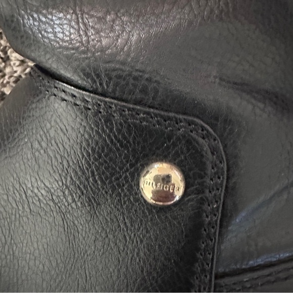 Tommy Hilfiger Black Leather Riding Boots, Gold Accents, Size 9M, Elegant Style - Picture 10 of 16